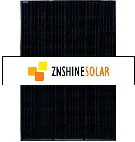 Scanoffice ZNShine Solar ZXM7 -aurinkopaneeli, musta kaksipuolinen lasi-lasipaneeli, tuotekuva.