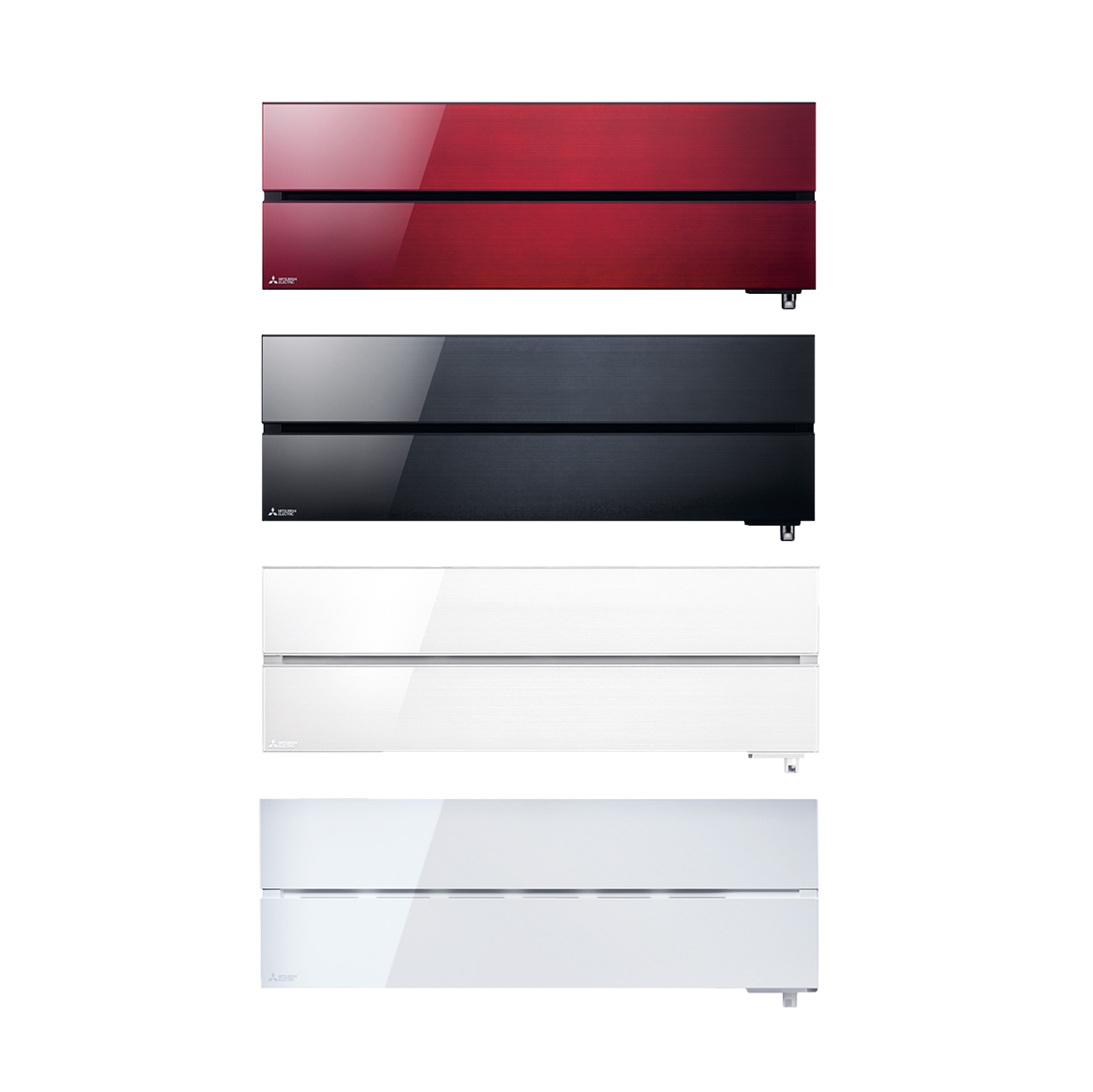 Mitsubishi Electric MSZ-LN -ilmalämpöpumpun sisäyksikössä on neljä väriä: punainen, musta, valkoinen ja helmenvalkoinen.