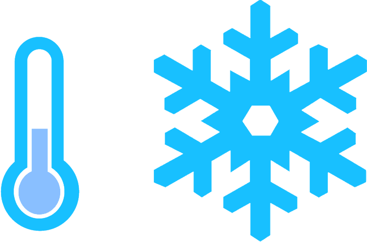 vektorikuva sinisestä lämpömittarista ja lumihiutaleesta