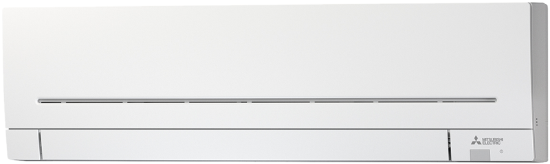 Valkoinen Mitsubishi Electris MSZ-AP71 ilmanjäähdytin kuvattu etuviistosta.